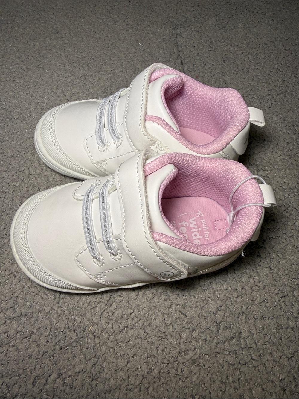 Kids White Sneakers with Pink Lining - [StrideRite]